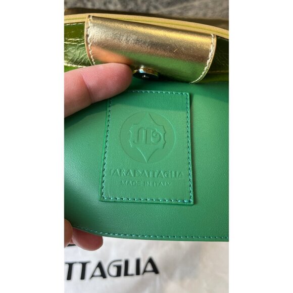 SARA BATTAGLIA GOLD PLISSE MINI KELLY BAG - Picture 8 of 11